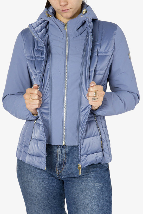 Piumino Corto Full Zip Con Cappuccio Maniche Softshell-yes zee-Viola-Donna-J045/m800 0633-