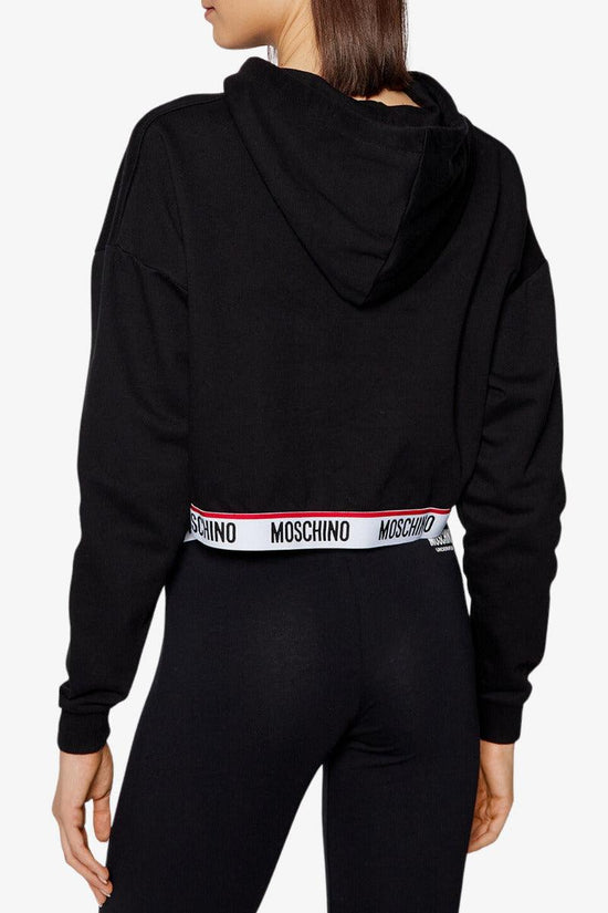 Felpa Corta Con Cappuccio Banda Logo-moschino underwear-Nero-Donna-Zua1721 9004 0555-