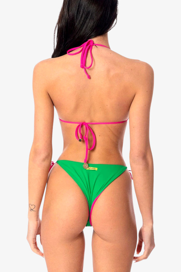4giveness Bikini Triangolo E Slip Laccetti Silky Colourful Verde Donna, foto 3