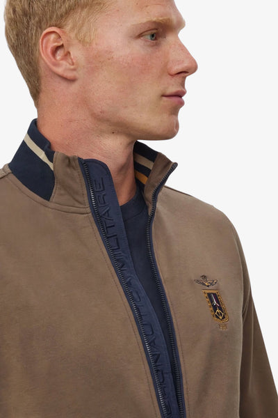 aeronautica militare Felpa Full Zip Piccolo Stemma Frecce Tricolori Marrone Uomo, foto 3