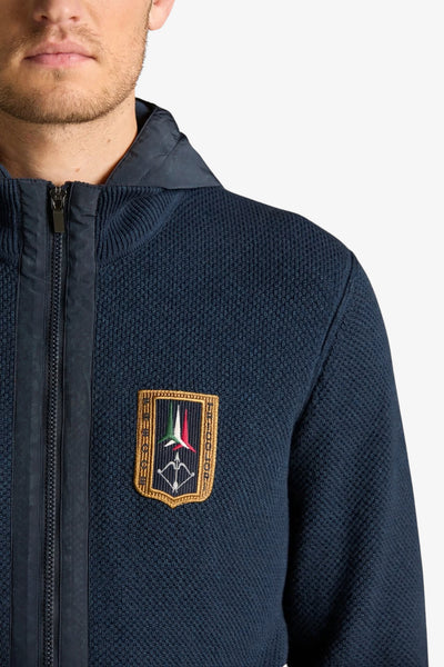 aeronautica militare Cardigan Full Zip Con Cappuccio Stemma Frecce Tricolori Blu Uomo, foto 2