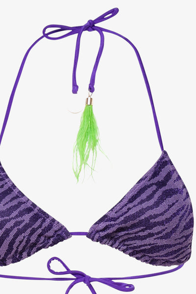 4giveness Bikini Triangolo e Slip Laccetti Luxor Catlike Viola Donna, foto 3