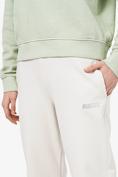 guess Pantaloni Logo Piccolo Strass Eleanora Bianco Donna, foto 2