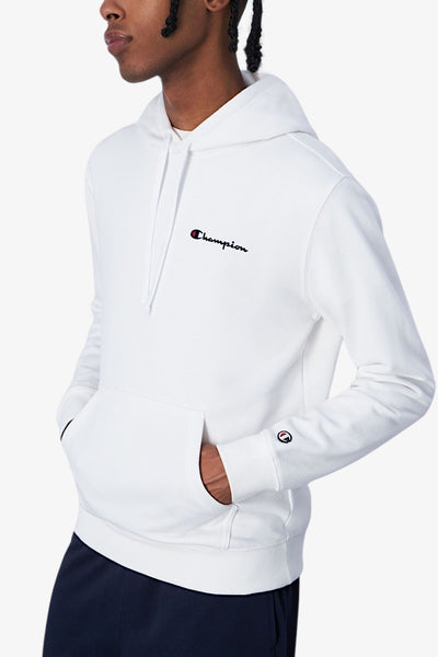 champion Felpa Con Cappuccio Logo Piccolo Ricamato Bianco Uomo