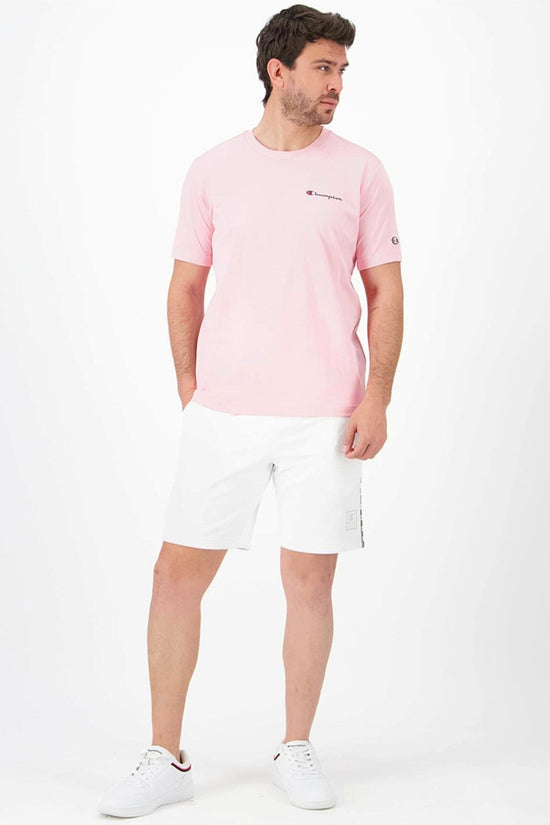 Champion T shirt Maniche Corte Logo Piccolo Rosa Uomo MOUD