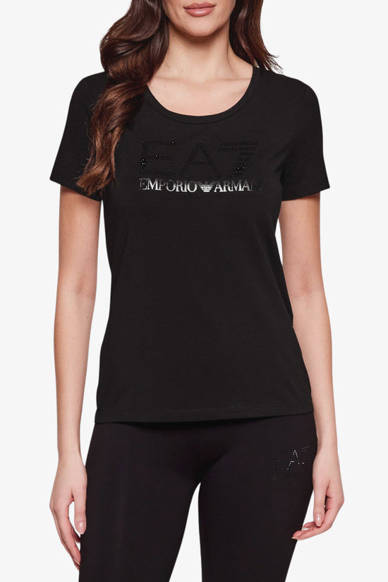  T-Shirt Maniche Corte Big Logo Series Con Strass-emporio armani ea7-Nero-Special_-7w000536 af10373 mc043-1  