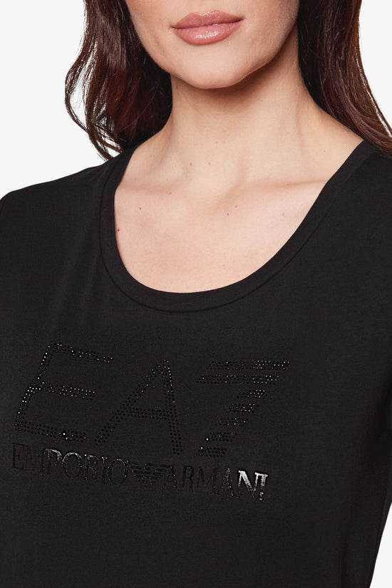  T-Shirt Maniche Corte Big Logo Series Con Strass-emporio armani ea7-Nero-Special_-7w000536 af10373 mc043-2  