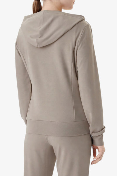 emporio armani ea7 Felpa Full Zip Con Cappuccio Evolution Logo Borchiette Beige Donna, foto 3