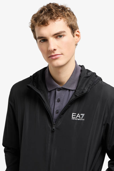 emporio armani ea7 Giacca Full Zip Con Cappuccio Core Identity Nero Uomo, foto 2