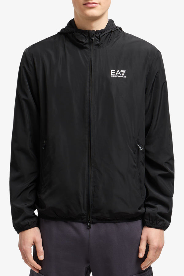 emporio armani ea7 Giacca Full Zip Con Cappuccio Core Identity Nero Uomo, foto 3