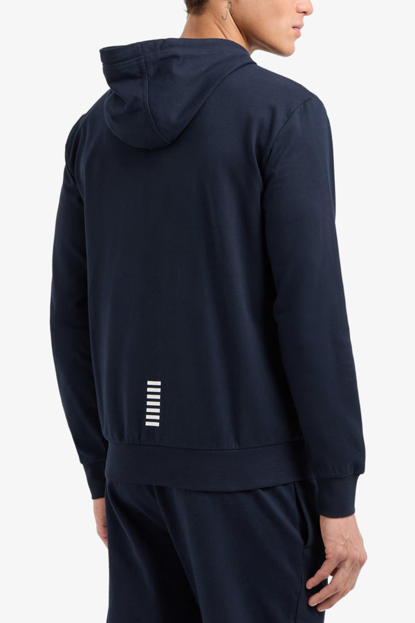 emporio armani ea7 Felpa Full Zip Con Cappuccio Core Identity Blu Uomo, foto 3
