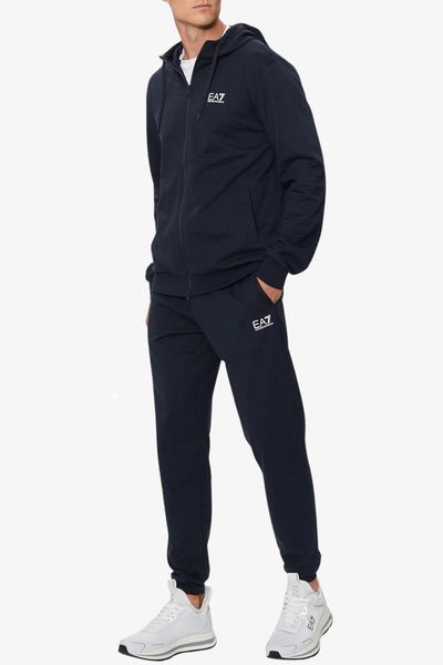emporio armani ea7 Tuta Full Zip Con Cappuccio Core Identity Blu Uomo, foto 1