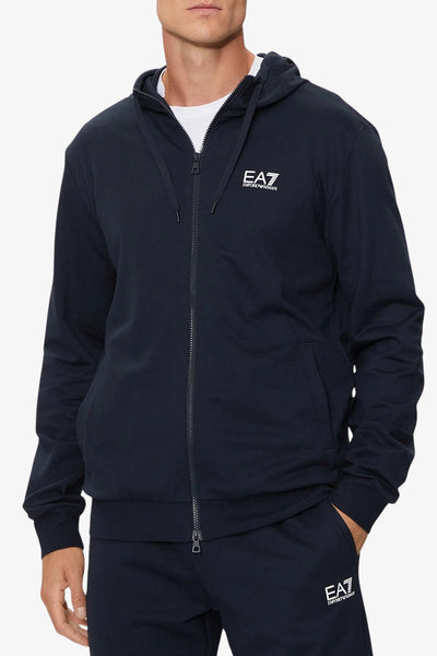 emporio armani ea7 Tuta Full Zip Con Cappuccio Core Identity Blu Uomo, foto 2
