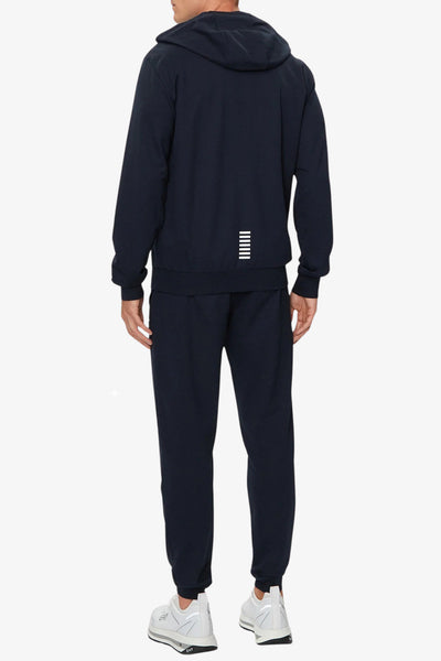 emporio armani ea7 Tuta Full Zip Con Cappuccio Core Identity Blu Uomo, foto 4