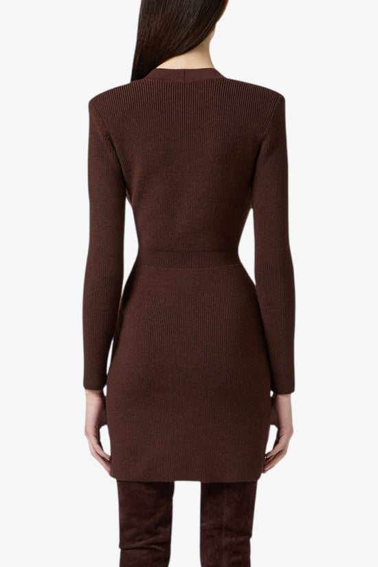  Vestito Corto In Maglia Con Decorazioni Gioiello-elisabetta franchi-Marrone-Donna-Am04s56e2 ea3-3  