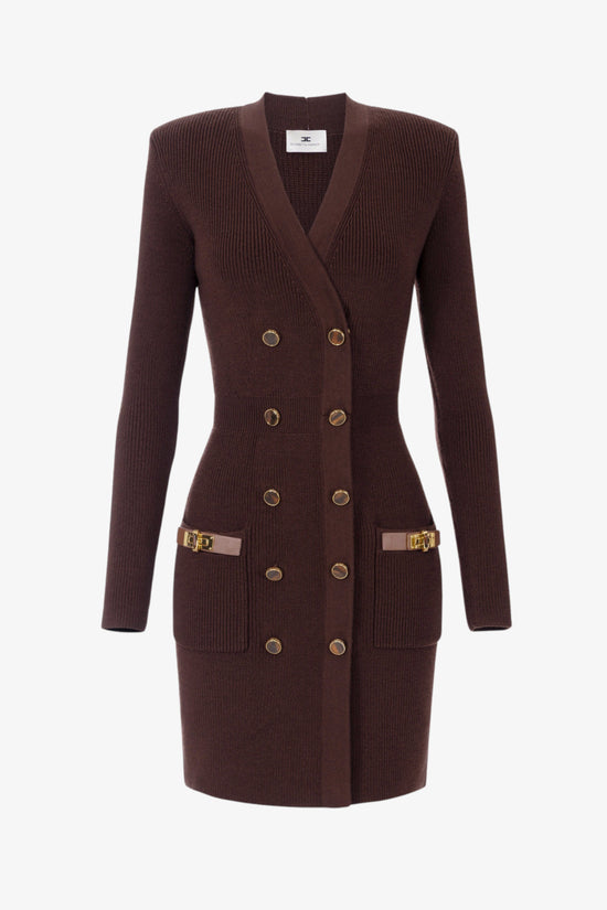  Vestito Corto In Maglia Con Decorazioni Gioiello-elisabetta franchi-Marrone-Donna-Am04s56e2 ea3-4  