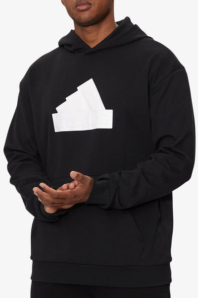 adidas performance Felpa Con Cappuccio Big Logo Gommato Nero Uomo, foto 1