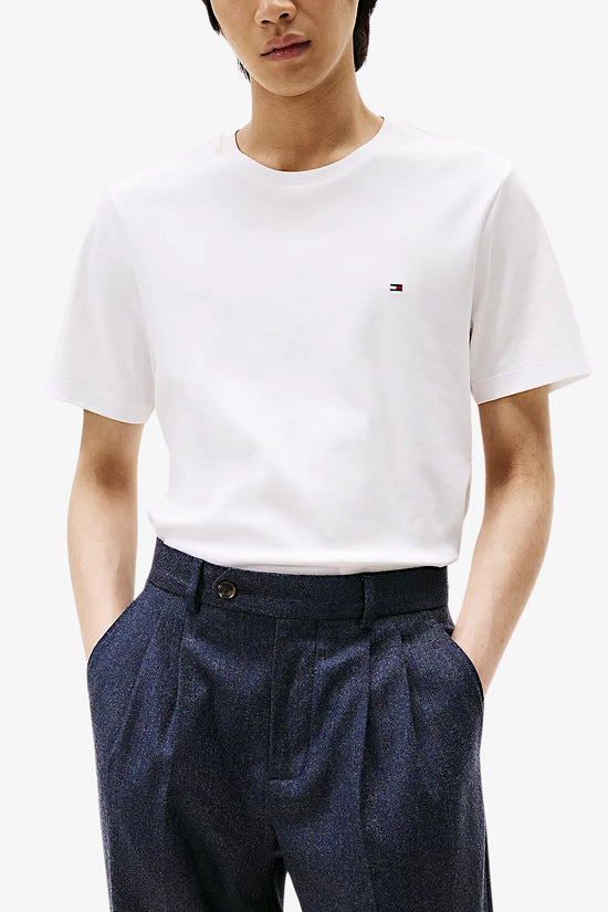  T-Shirt Maniche Corte In Interlock Con Bandierina Ricamata tommy hilfiger 