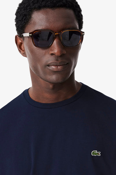 lacoste T-Shirt Maniche Corte In Cotone Pima Blu Uomo, foto 2