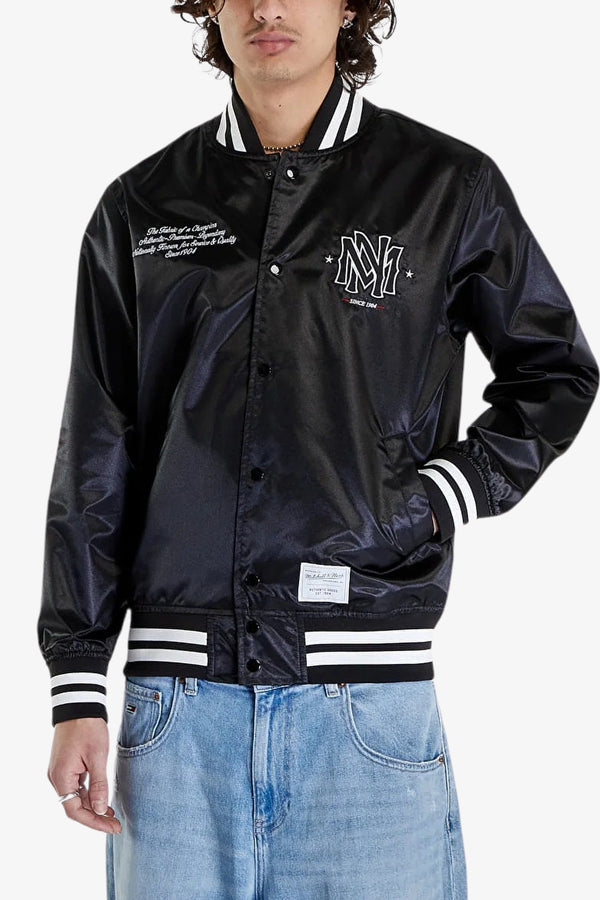 mitchell&ness Giacca Bomber Branded 1904 Satin Nero Uomo, foto 1