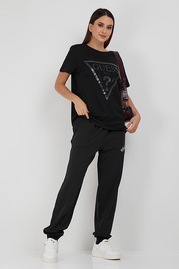 guess T-Shirt Maniche Corte Big Logo Adele Nero Donna, foto 2