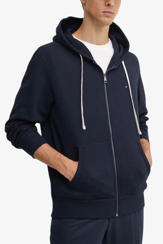  Felpa Full Zip Con Cappuccio Logo Bandierina Ricamata tommy hilfiger 