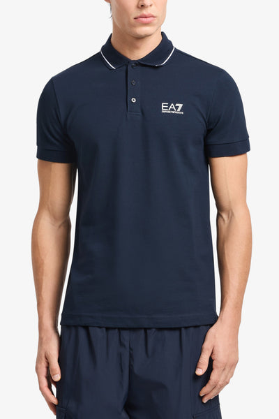 emporio armani ea7 Polo Maniche Corte Core Identity In Piquet Stretch Blu Uomo