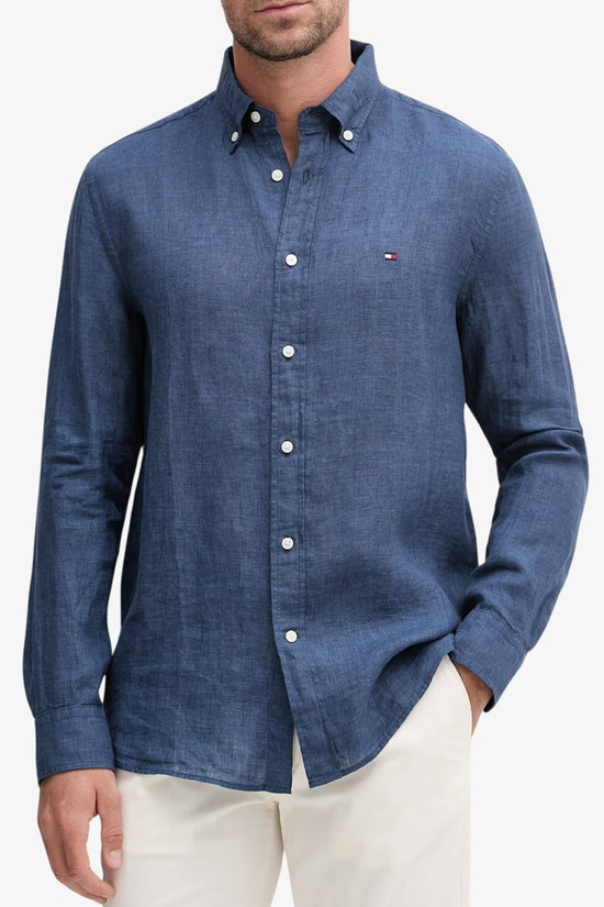  Camicia Maniche Lunghe Button Down In Puro Lino-tommy hilfiger-Blu-Special_-Mw0mw41530 c3i-1  