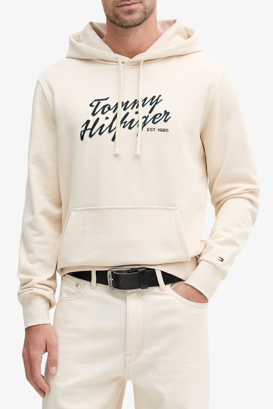  Felpa Con Cappuccio Logo Script Ricamato-tommy hilfiger-Beige-Special_-Mw0mw42496 acj-1  