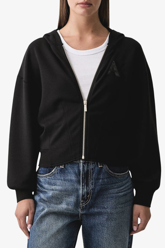  Felpa Corta Full Zip Con Cappuccio In Scuba Di Viscosa Logo AX Con Paillettes armani exchange 