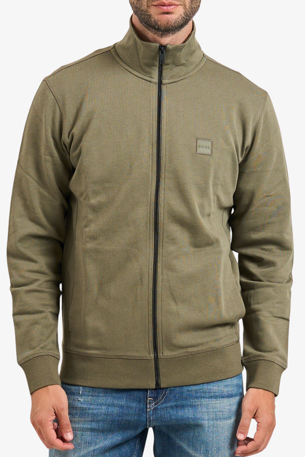boss Felpa Full Zip Con Toppa Logo Verde Uomo, foto 1