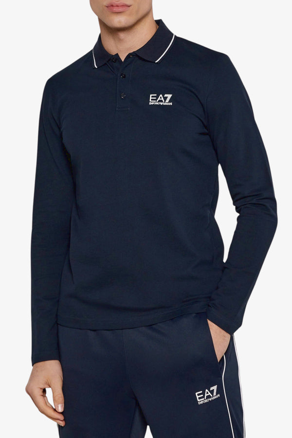 emporio armani ea7 Polo Maniche Lunghe Core Identity Blu Uomo, foto 1