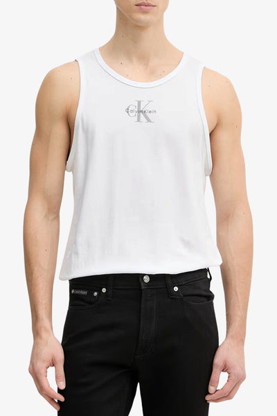 calvin klein jeans Canotta Con Logo Monograma Bianco Uomo, foto 1