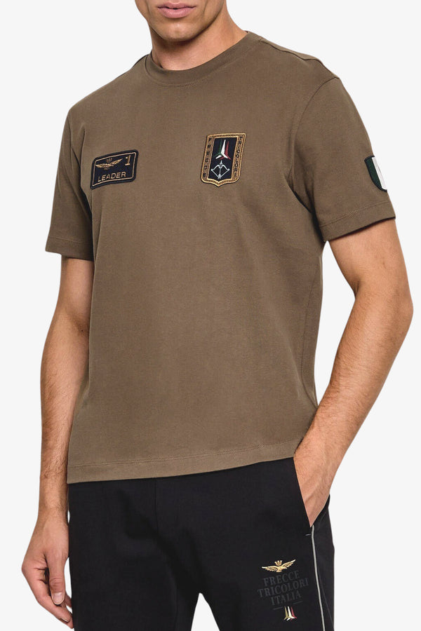 aeronautica militare T-Shirt Maniche Corte Leader Marrone Uomo, foto 1