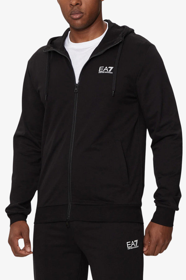 emporio armani ea7 Felpa Full Zip Con Cappuccio Core Identity Nero Uomo, foto 1