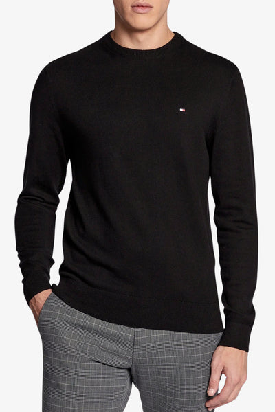 tommy hilfiger Maglione Girocollo In Misto Cashmere Con Logo Bandierina Ricamato Nero Uomo, foto 1