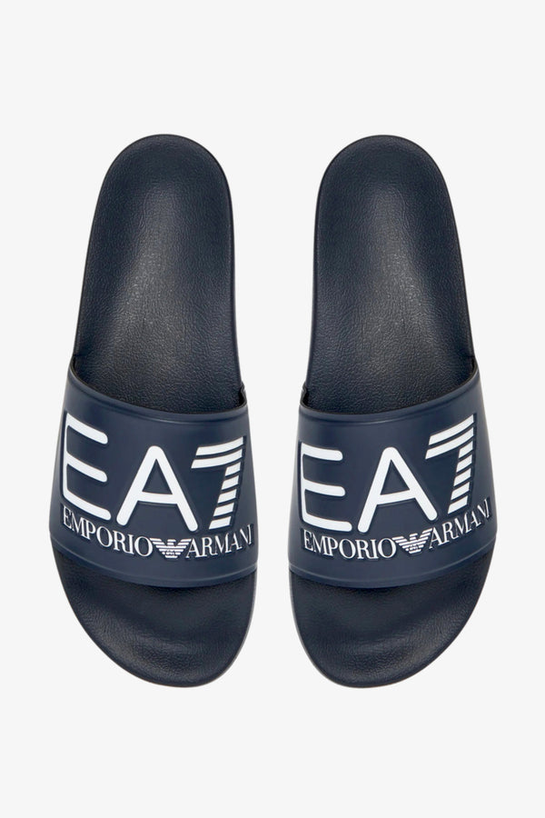 emporio armani ea7 Ciabatte Con Fascia E Big Logo Blu Uomo, foto 1