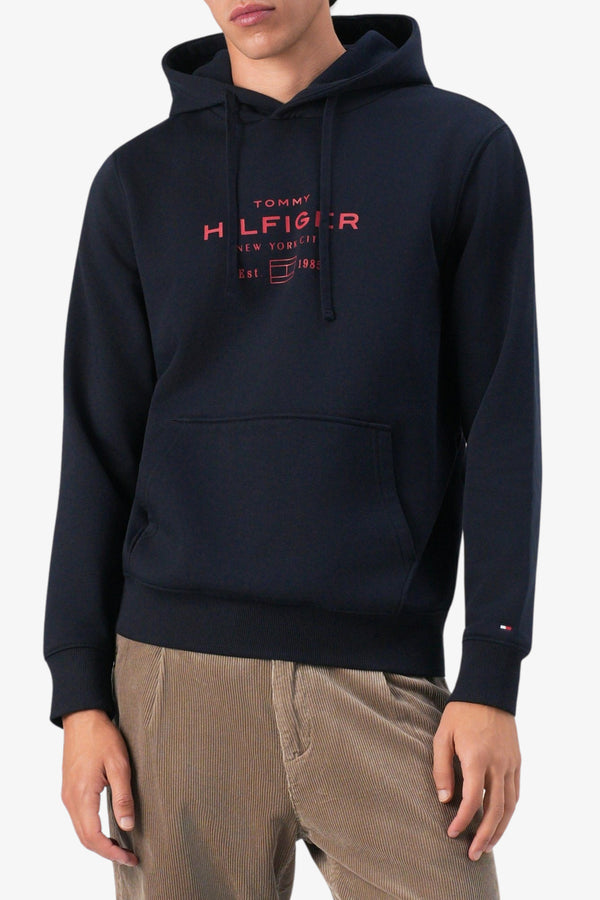 tommy hilfiger Felpa Con Cappuccio Oval Graphic Blu Uomo, foto 1