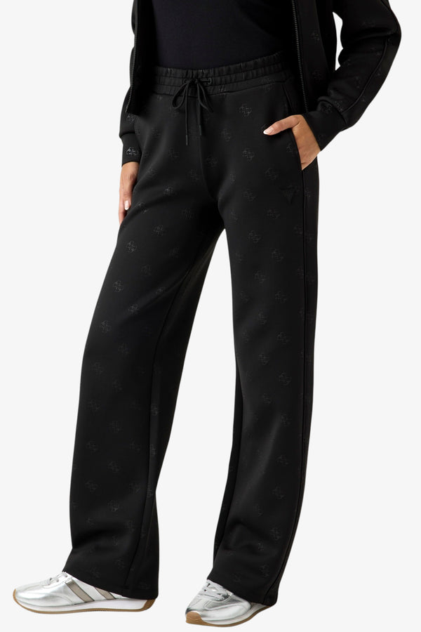 guess Pantaloni In Tessuto Scuba Logo 4G All-Over Calista Nero Donna, foto 1