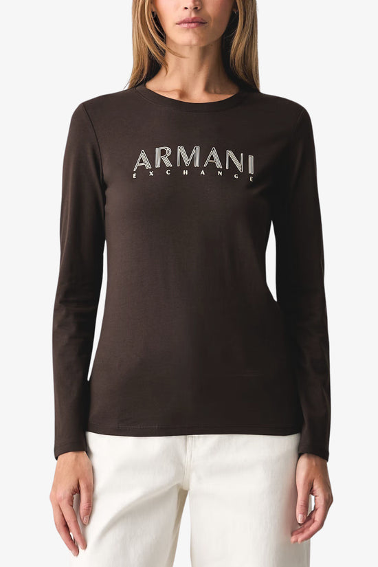  T-Shirt Maniche Lunghe Con Logo Metallizzato armani exchange 