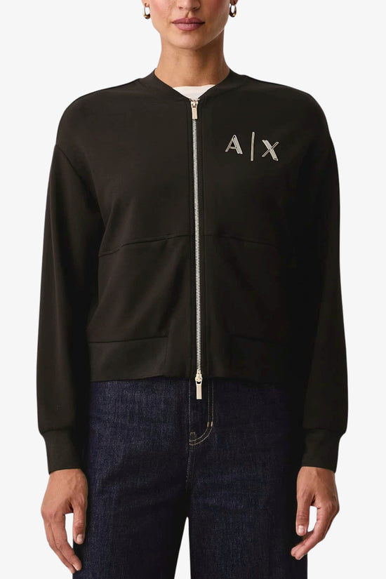  Giacca Felpa Full Zip In Scuba Di Viscosa Con Logo Metallizzato armani exchange 