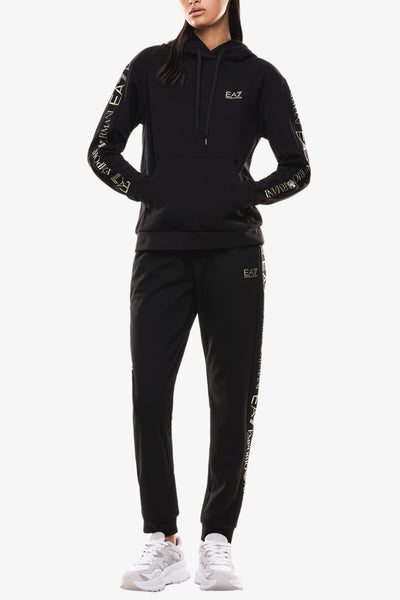 emporio armani ea7 Tuta Con Cappuccio E Bande Logo Nero Donna, foto 1