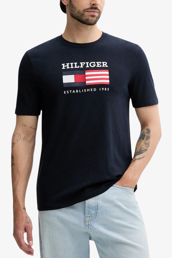  T-Shirt Maniche Corte Bandiera Ricamata tommy hilfiger 