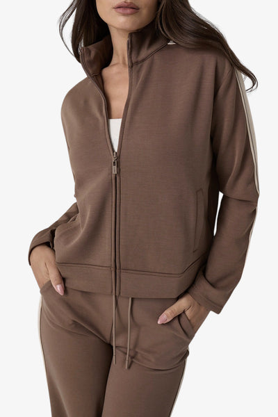 guess Felpa Full Zip Con Bande Merope Marrone Donna, foto 1