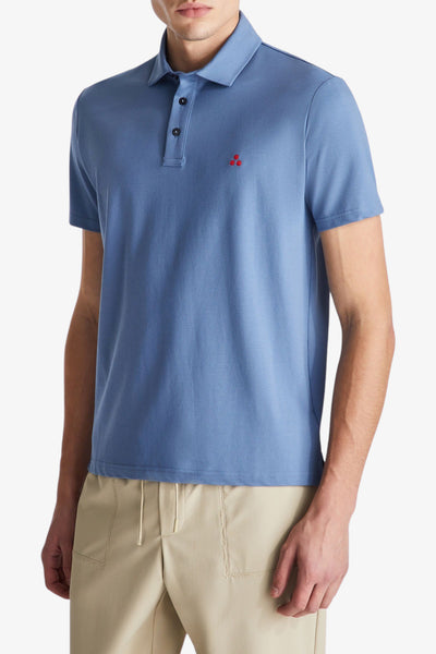 peuterey Polo Maniche Corte In Piqué Di Cotone Stretch Mezzola 02 Blu Uomo, foto 1