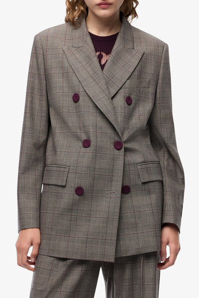 pinko Giacca Doppiopetto A Quadri New Guinea Beige Donna, foto 1