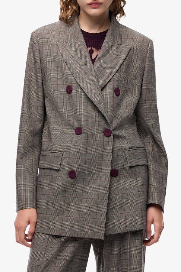 pinko Giacca Doppiopetto A Quadri New Guinea Beige Donna, foto 1