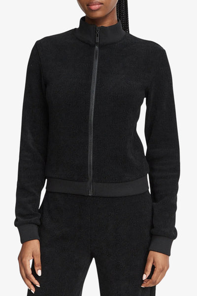 guess Felpa Full Zip Loghi Tono Su Tono In Rilievo Laudomia Nero Donna