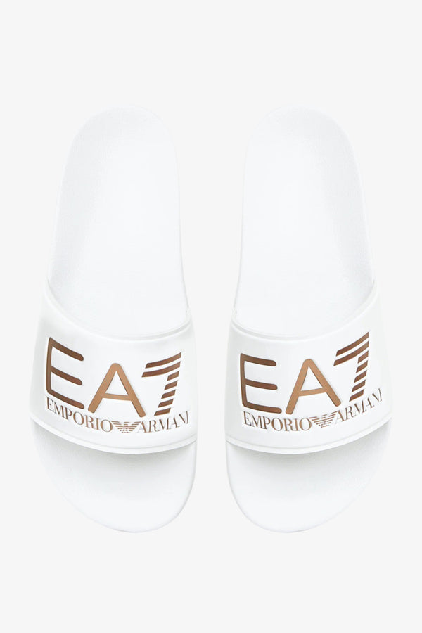 emporio armani ea7 Ciabatte Con Fascia E Big Logo Bianco Donna, foto 1