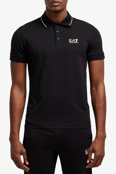 emporio armani ea7 Polo Maniche Corte Core Identity In Piquet Stretch Nero Uomo
